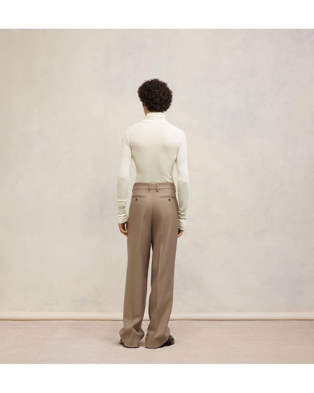 AMI White Semi-Sheer Roll-Neck Ribbed-Knit Jumper for men