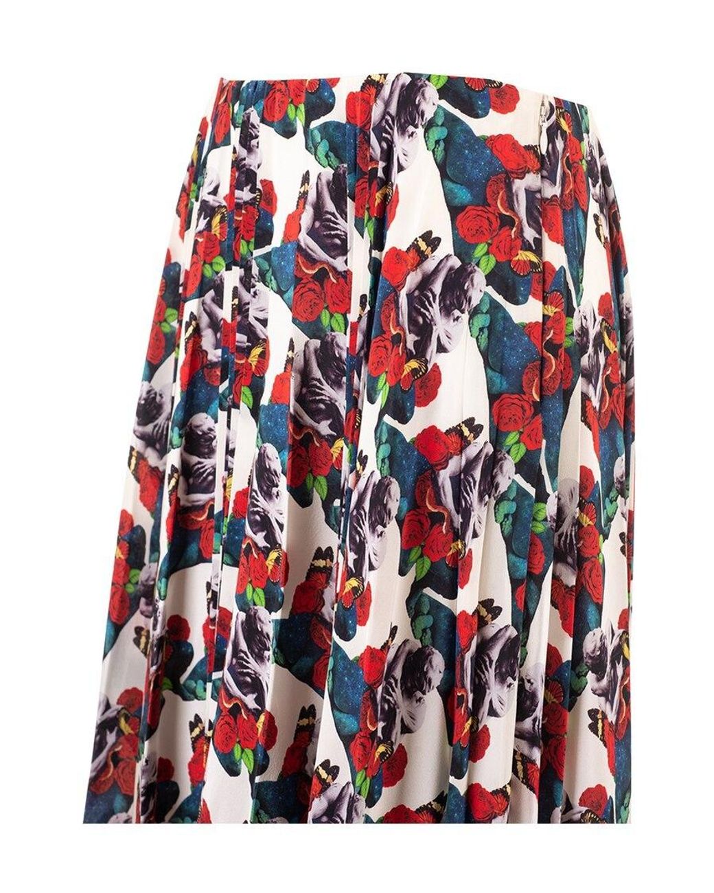 Valentino White X Undercover Lovers Print Pleated Skirt