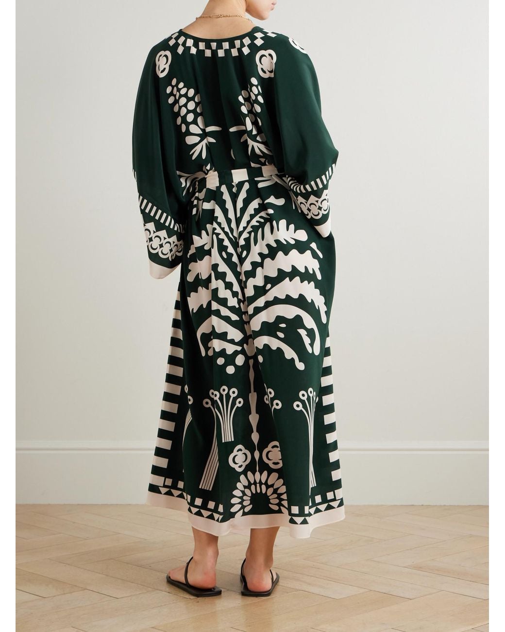 Eres Green Printed Silk Dress