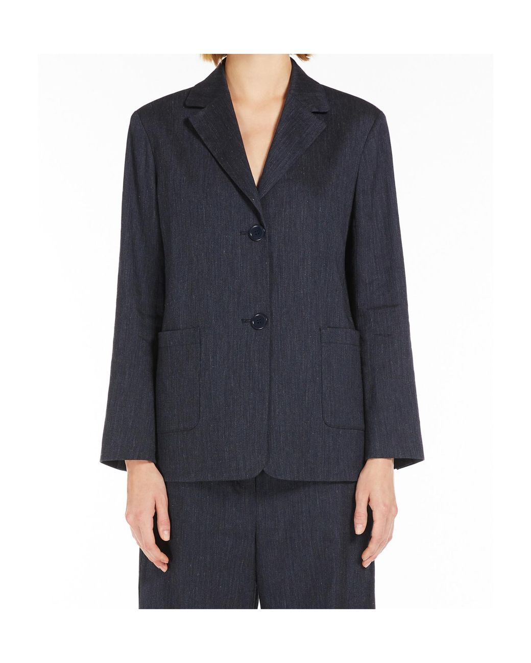 Max Mara Blue 'S Derna Single-Breasted Long-Sleeved Jacket
