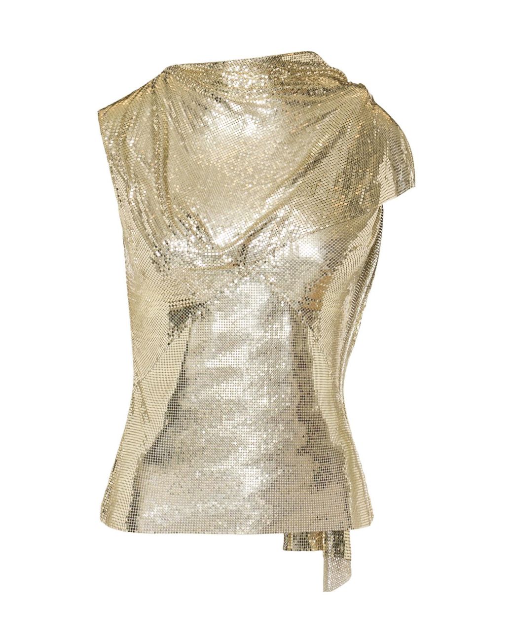 Rabanne Natural Rabanne Draped Metal Knitted Top