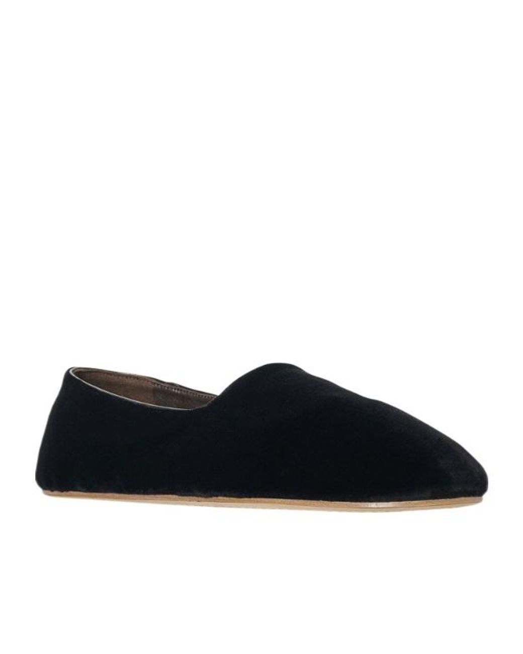 The Row Black Ponti Velvet Slipper Flats
