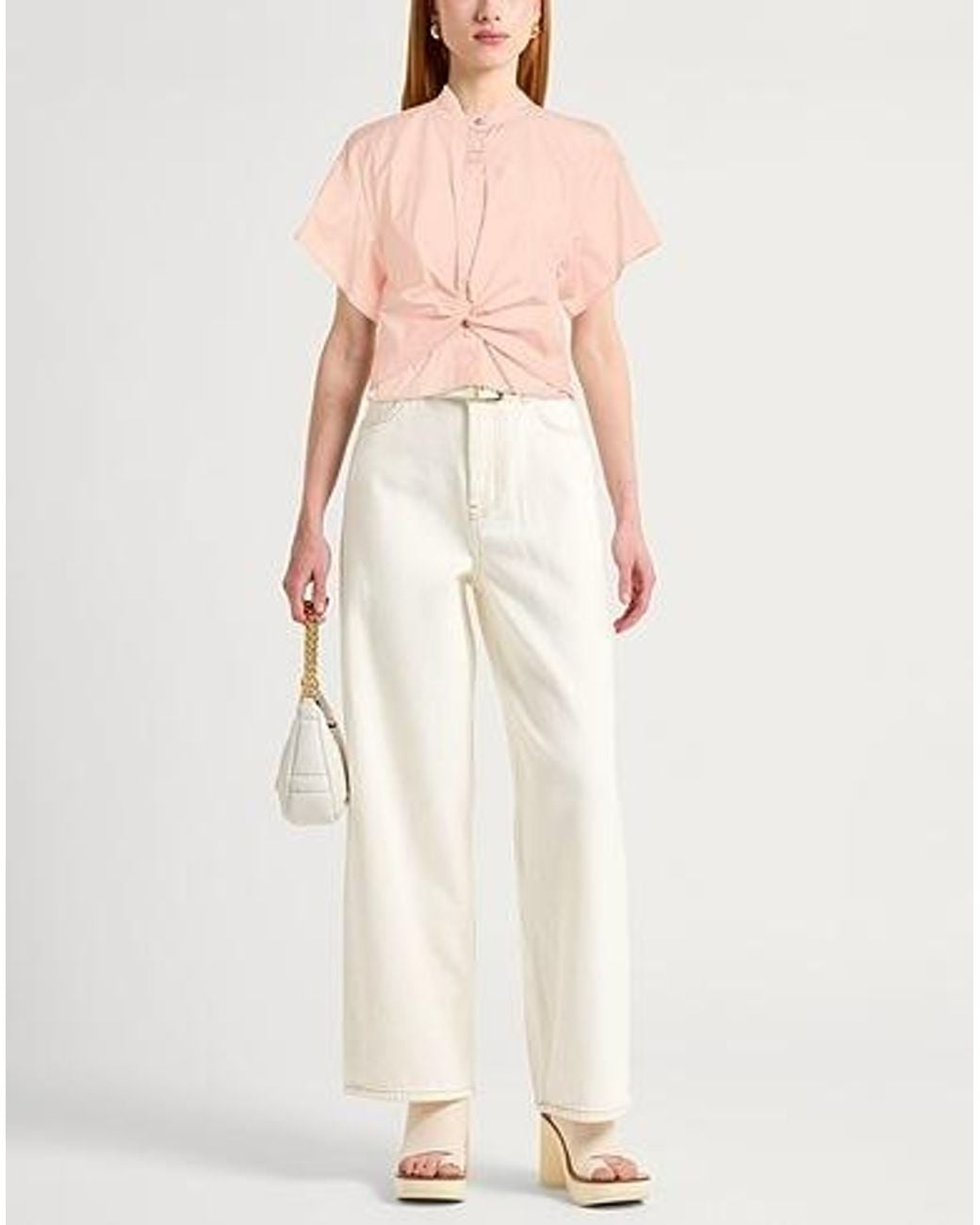 Rag & Bone Pink Solid-Colored Short-Sleeved Top