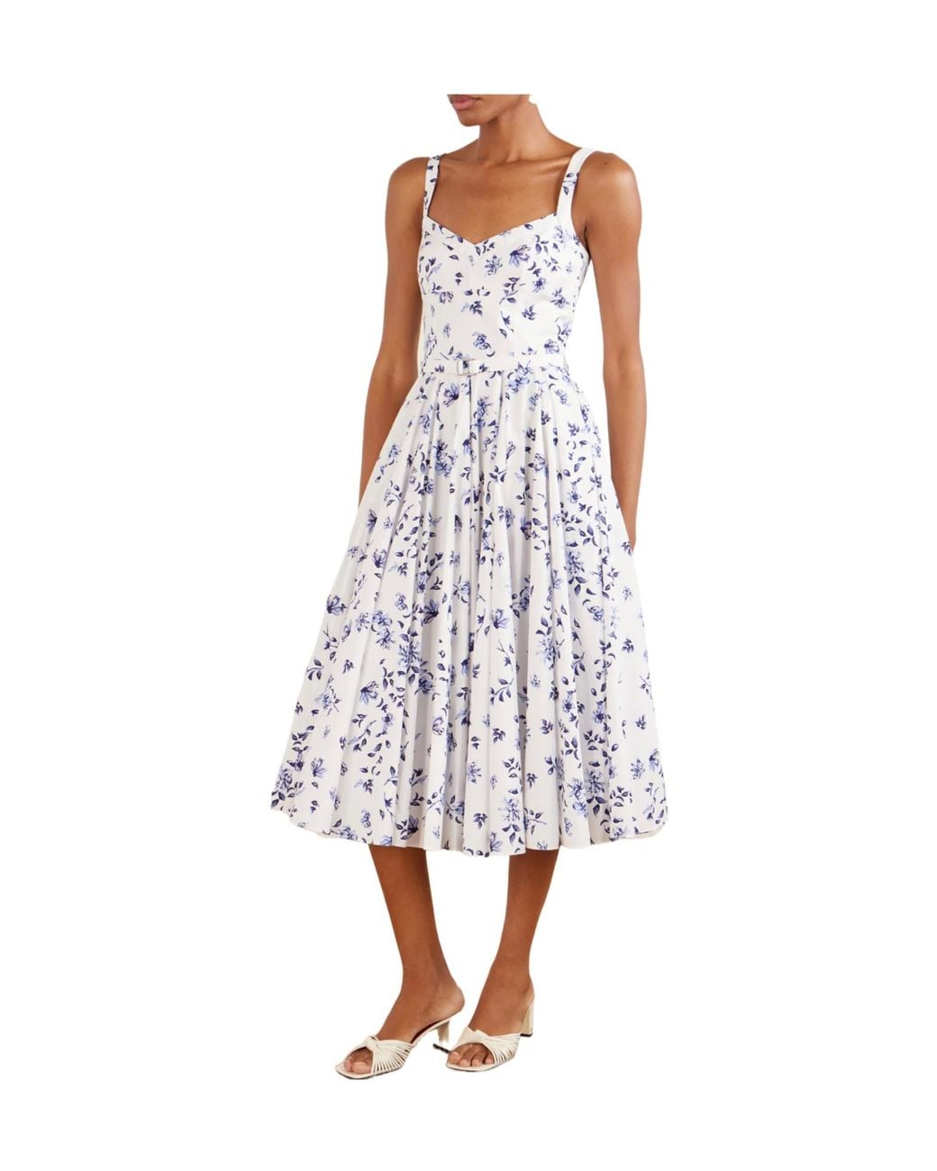 Emilia Wickstead Whitebase Floral Cami Midi Dress