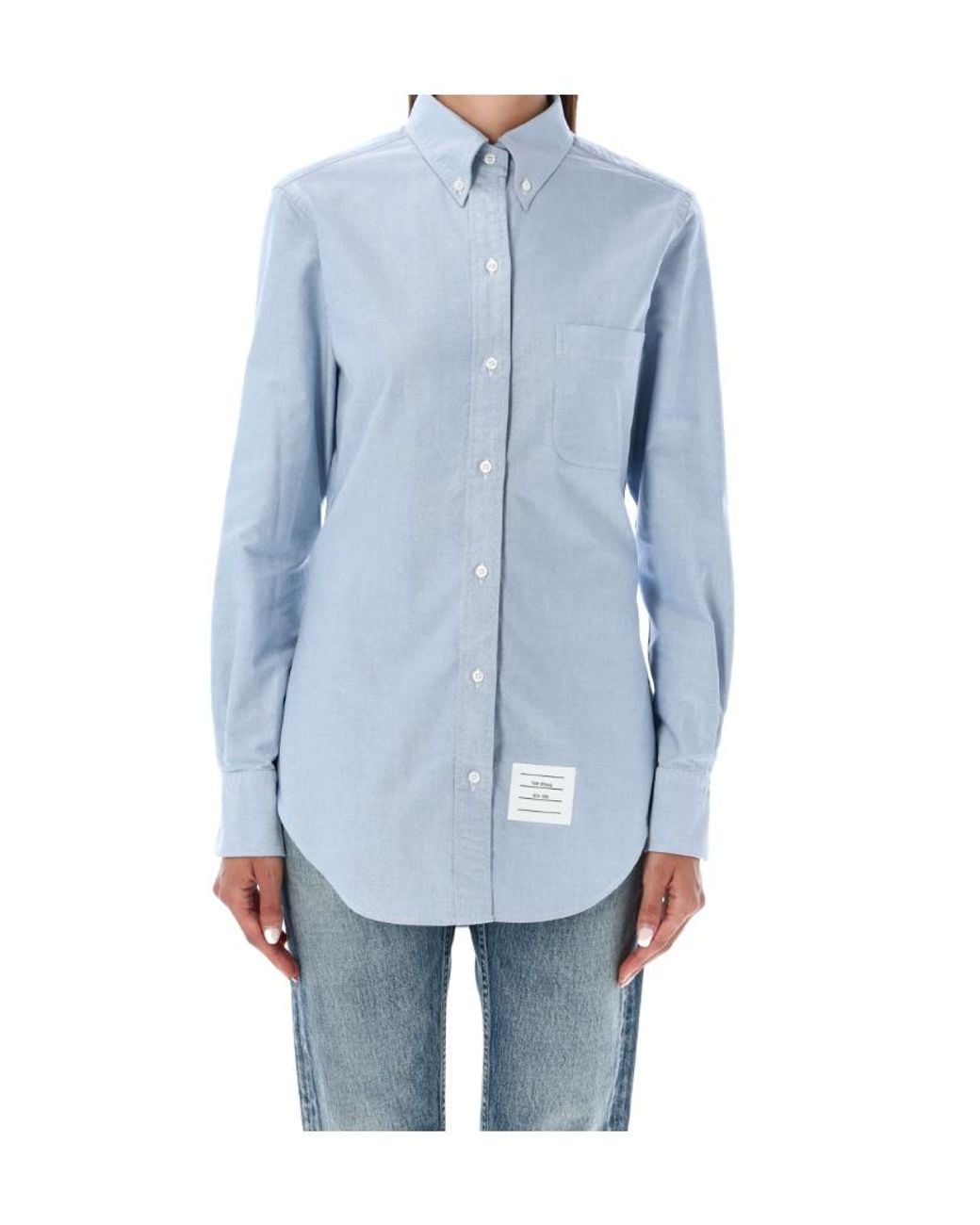 Thom Browne Blue Oxford Button-Up Shirt