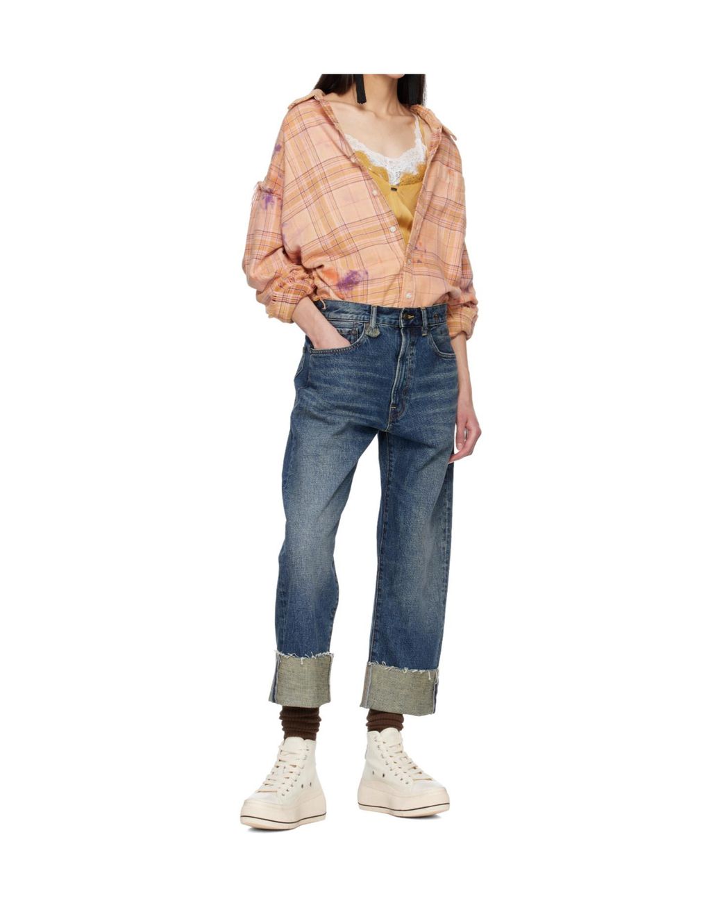 R13 Blue Cuffed X-Boyfriend Jeans