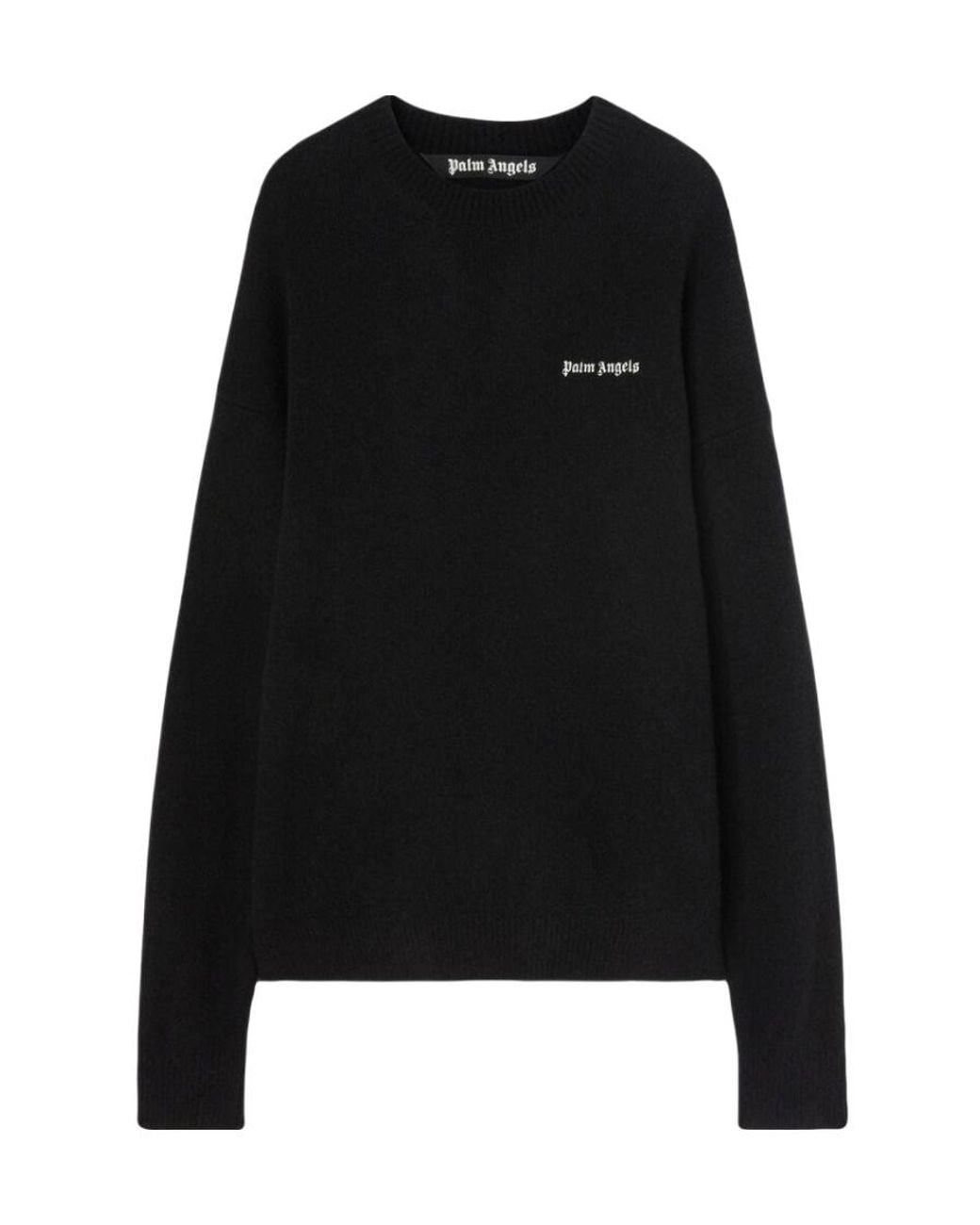 Palm Angels Black Logo Embroidered Knitted Jumper for men