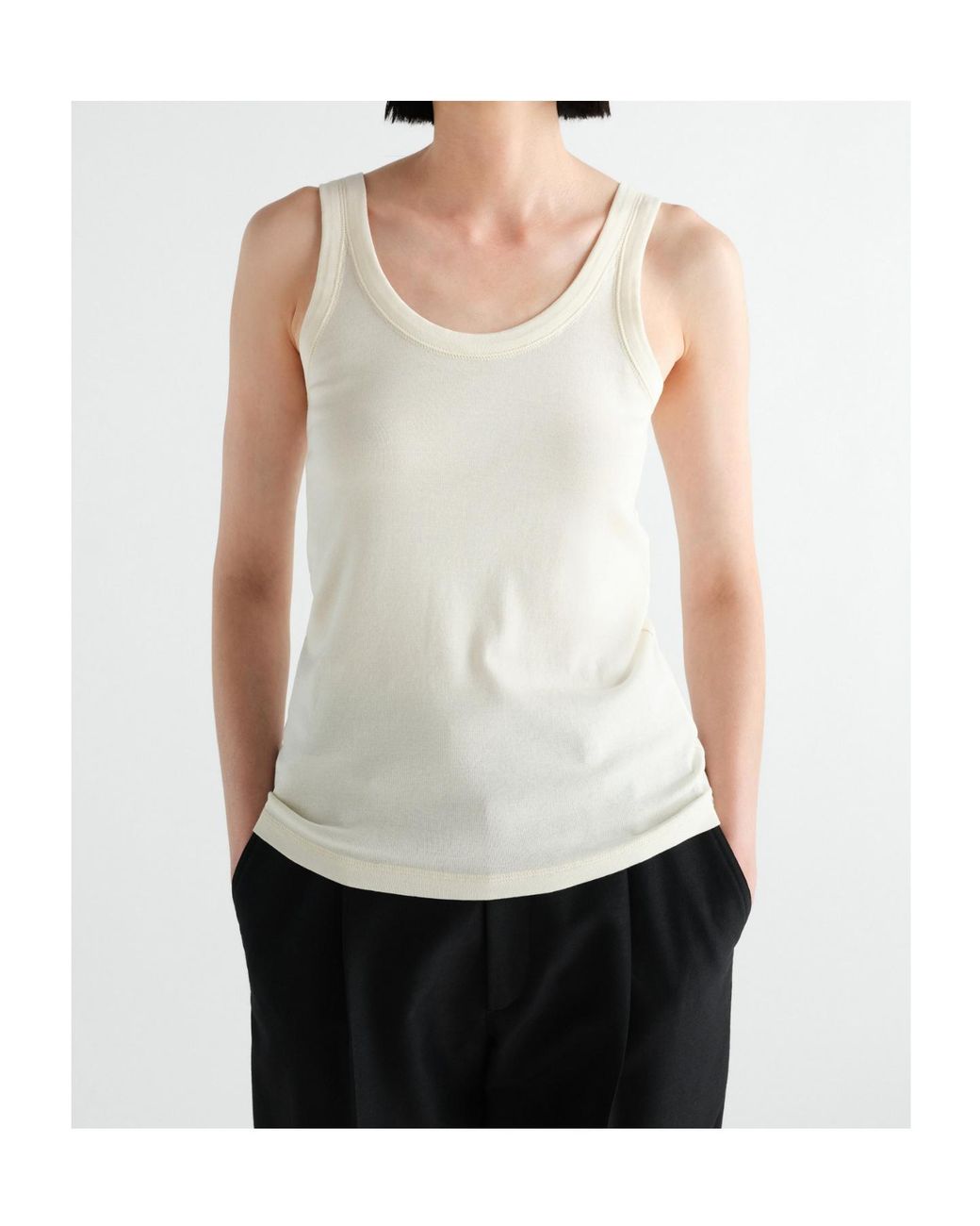 Lemaire White Ribbed Tank Top