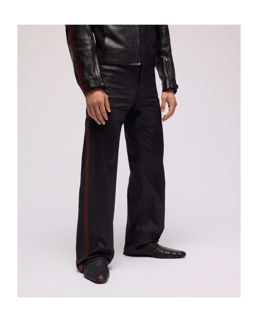 Gucci Black Web-Trim Wide-Leg Pants for men