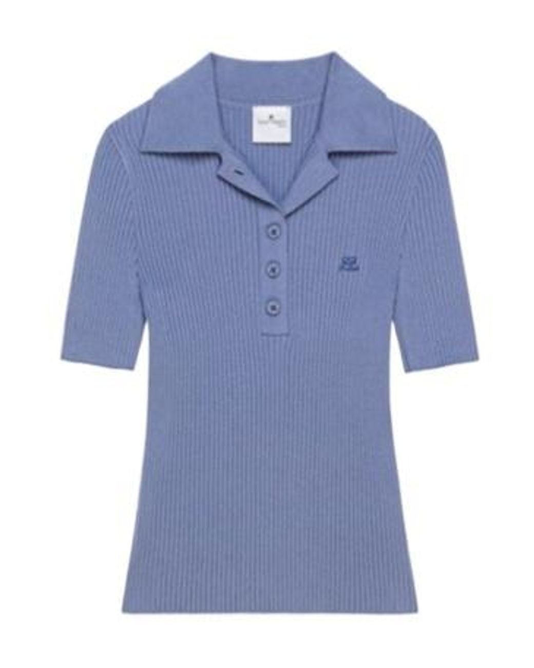 Courreges Blue Iconic Polo Top