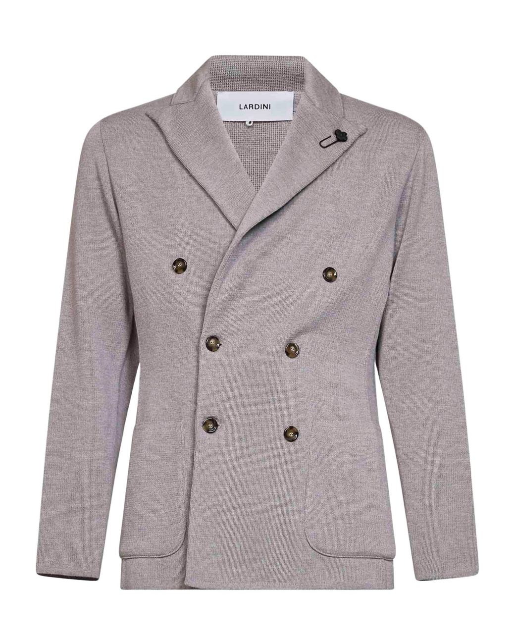 Lardini Gray Double-Breasted Knit Blazer for men
