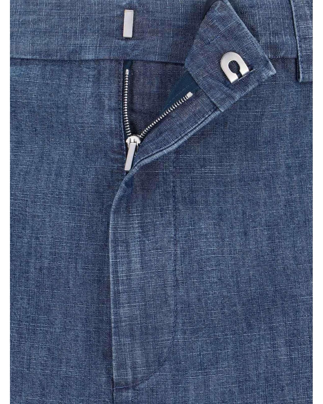 Jil Sander Blue Chambray Tapered Trousers for men