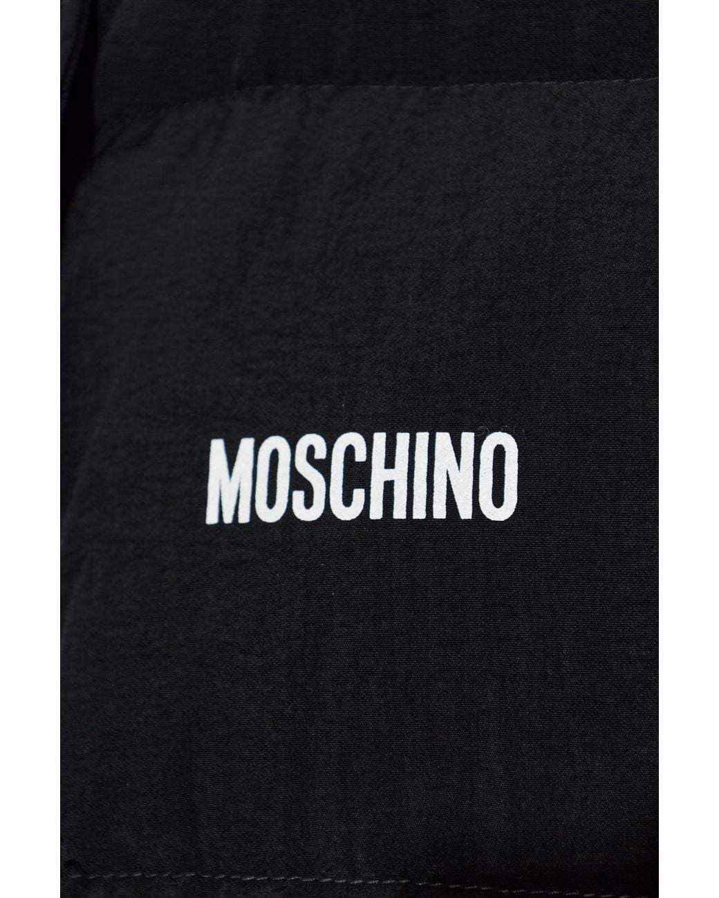 Moschino Blue Logo Stand Collar Puffer Jacket