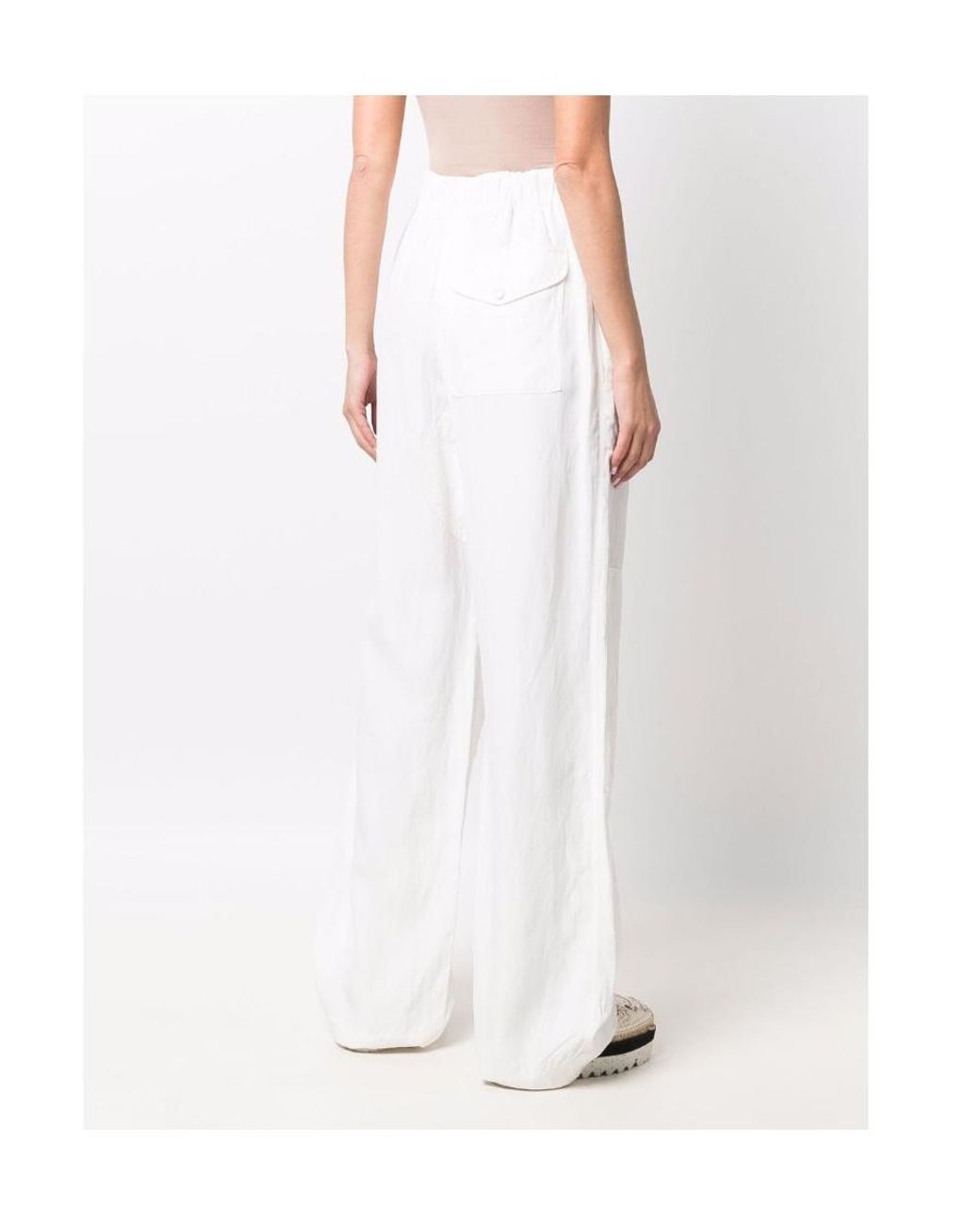 Stella McCartney White Flap Pockets Straight-Leg Trousers