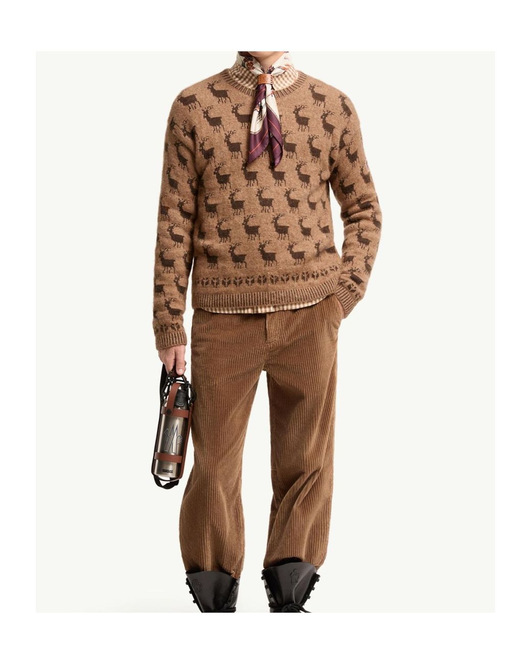 Moncler Brown Moose Jacquard Alpaca Wool Blend Jumper for men