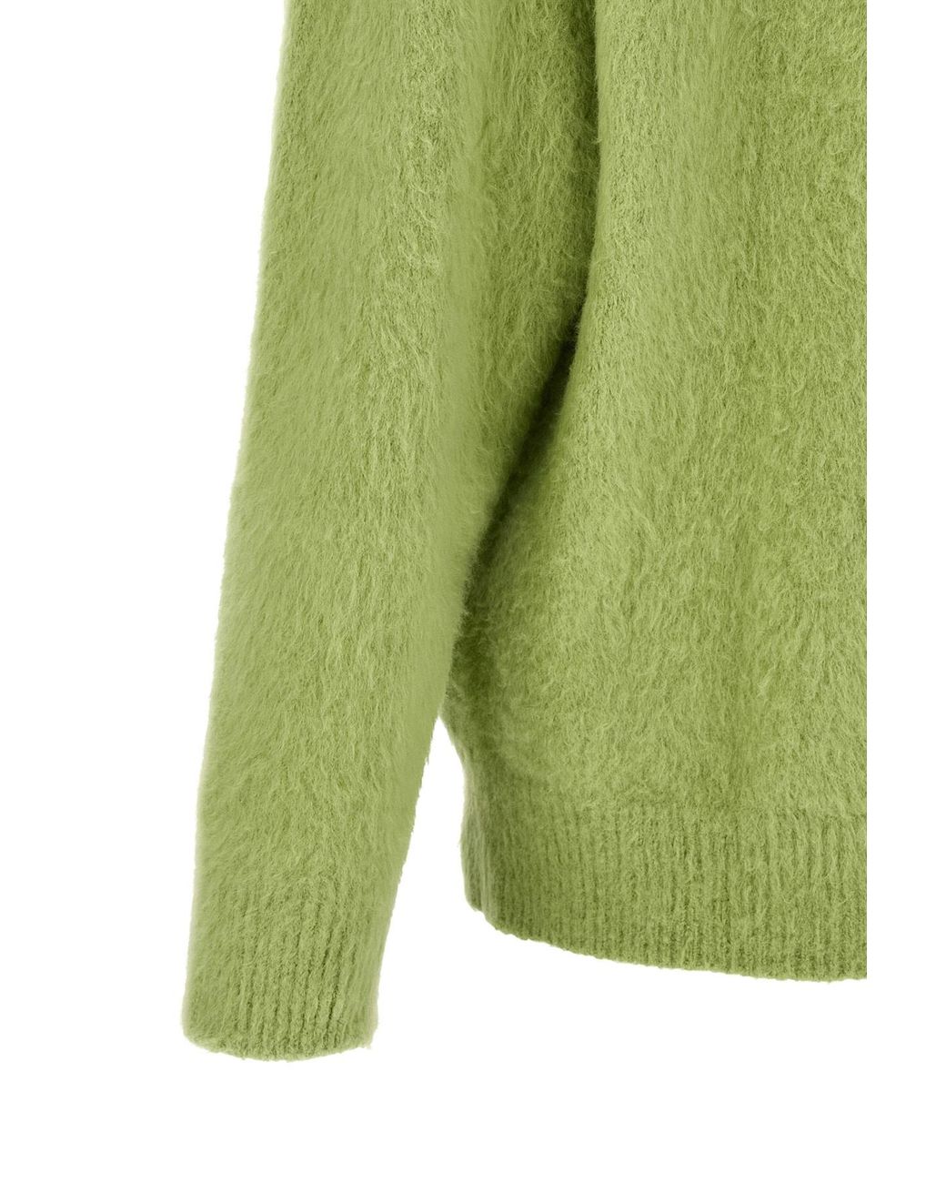 Roberto Collina Green Crew Neck Fluffy Knit Sweater for men
