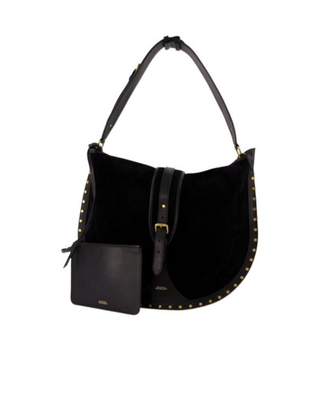 Isabel Marant Black Oskan Hobo Studded Shoulder Bag