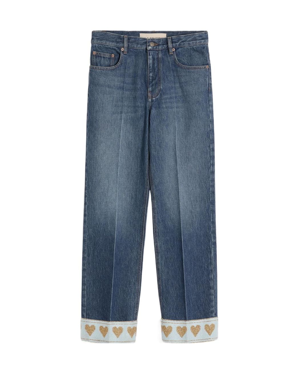 Valentino Blue Heart Motif High Waist Jeans