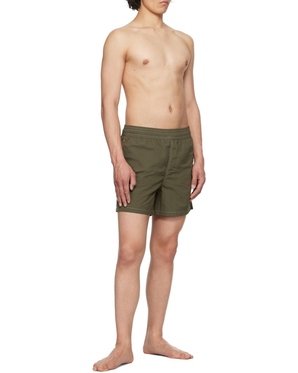 AMI Green Logo Embroidered Beach Shorts for men