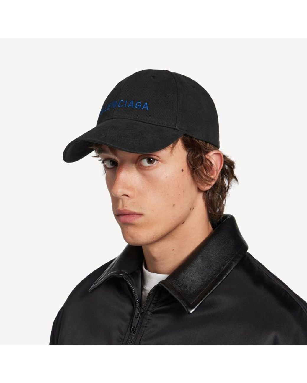 Balenciaga Black Logo Embroidered Cap for men