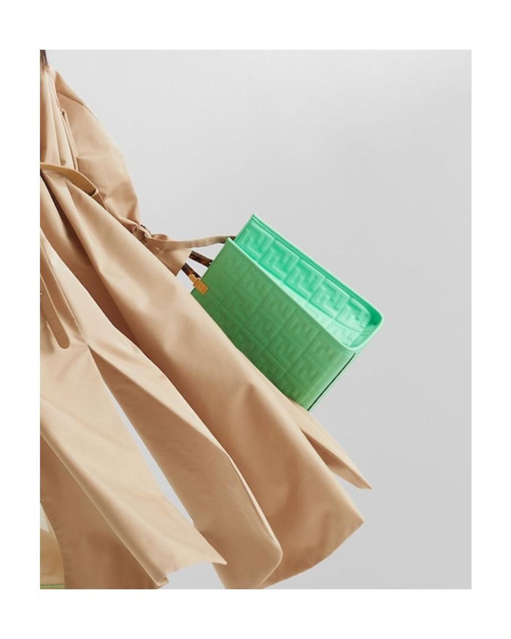 Fendi Green Monogram Embossed Tote Bag