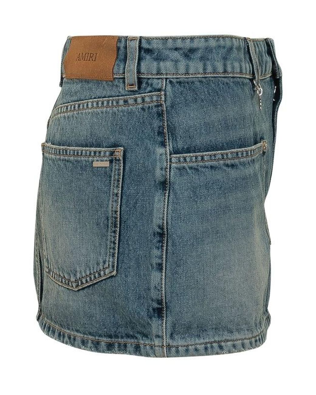 Amiri Blue Denim Mini Skirt