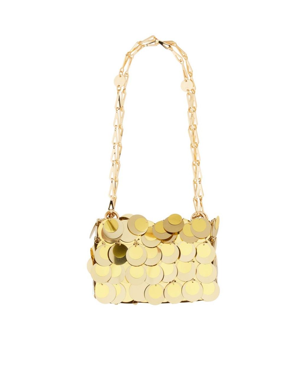 Rabanne Metallic Sparkle Discs Open Top Shoulder Bag