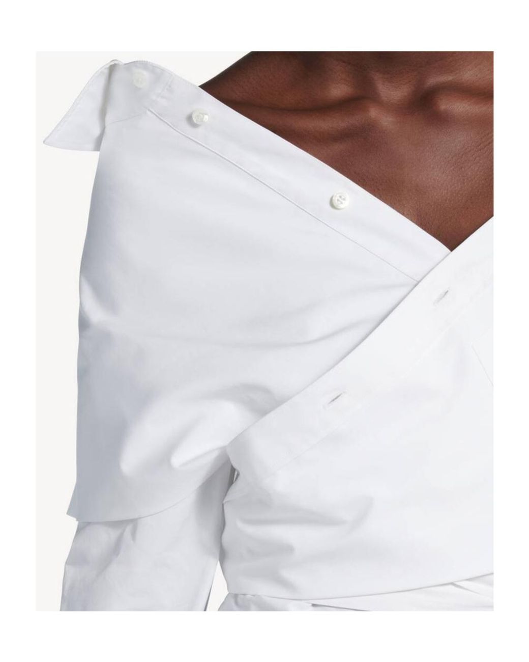 Balenciaga White Off-Shoulder Wrap Shirt