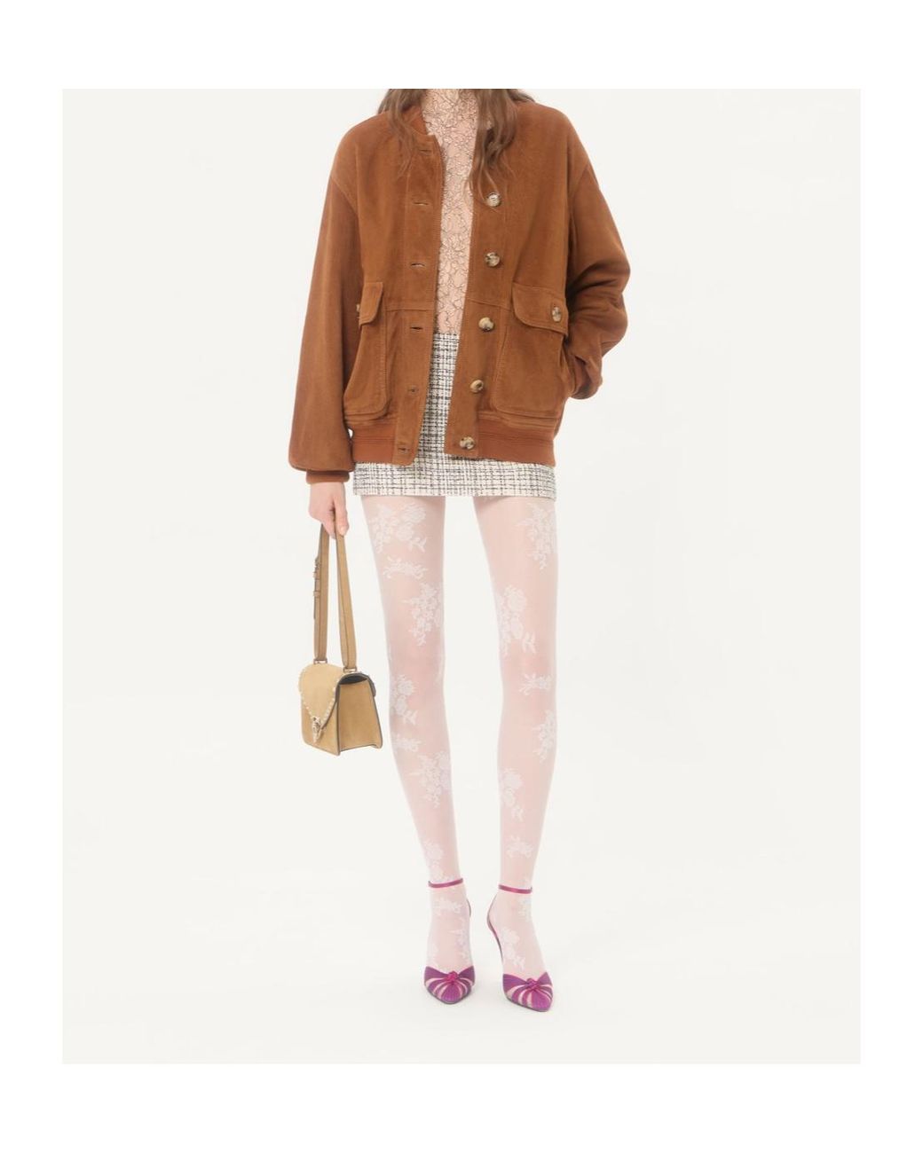Valentino Natural Square Tweed Mini Skirt