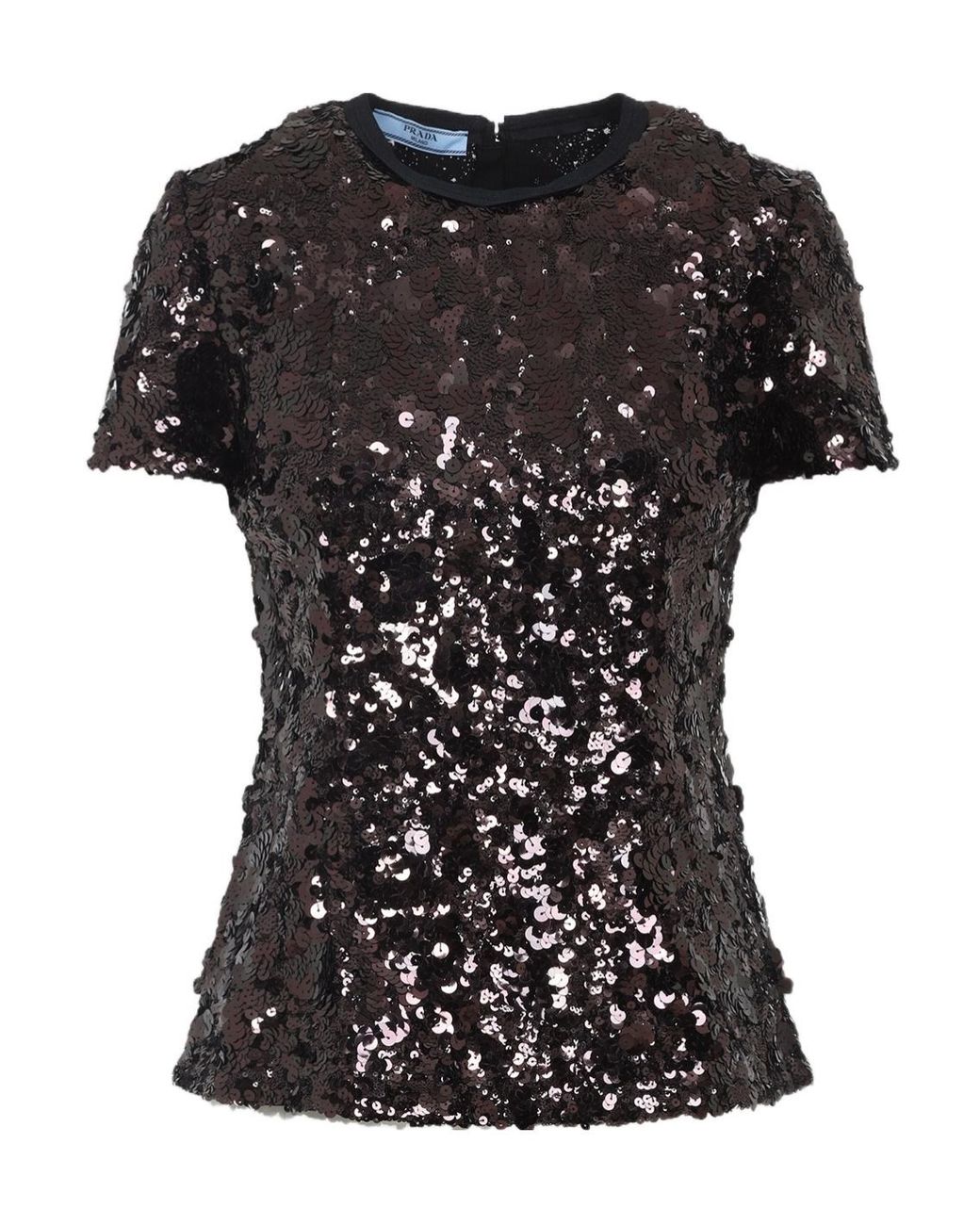 Prada Black Sequin Embellished Crewneck T-Shirt