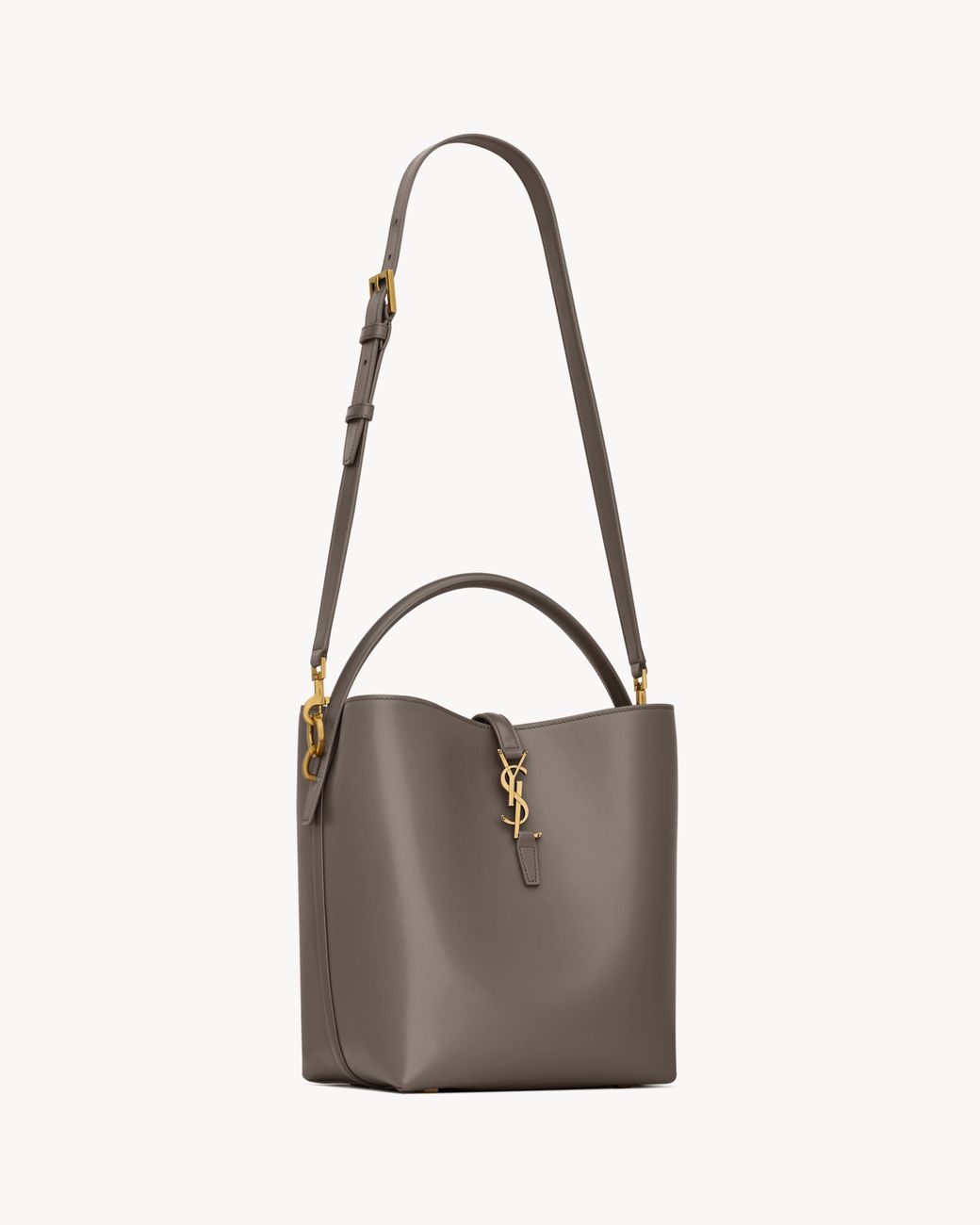 Saint Laurent Brown Logo-Plaque Top-Handle Tote Bag