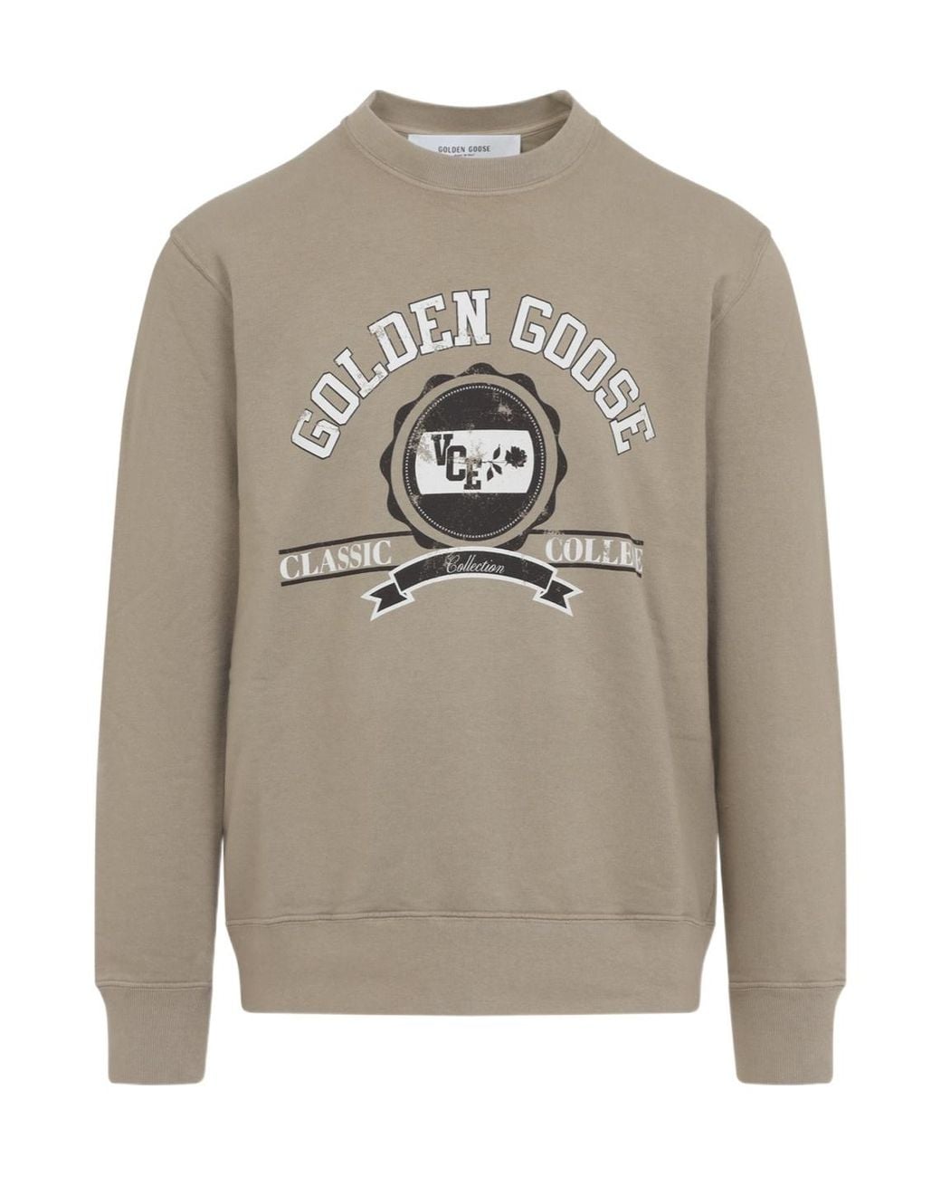 Golden Goose Deluxe Brand Gray Logo Cotton Sweatshirt for men
