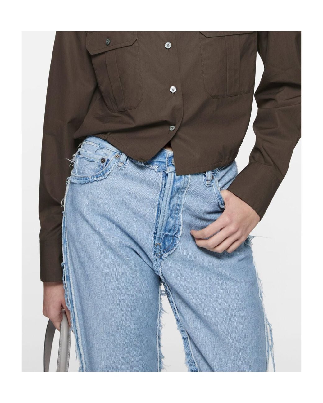 Acne Blue Frayed Denim Jeans