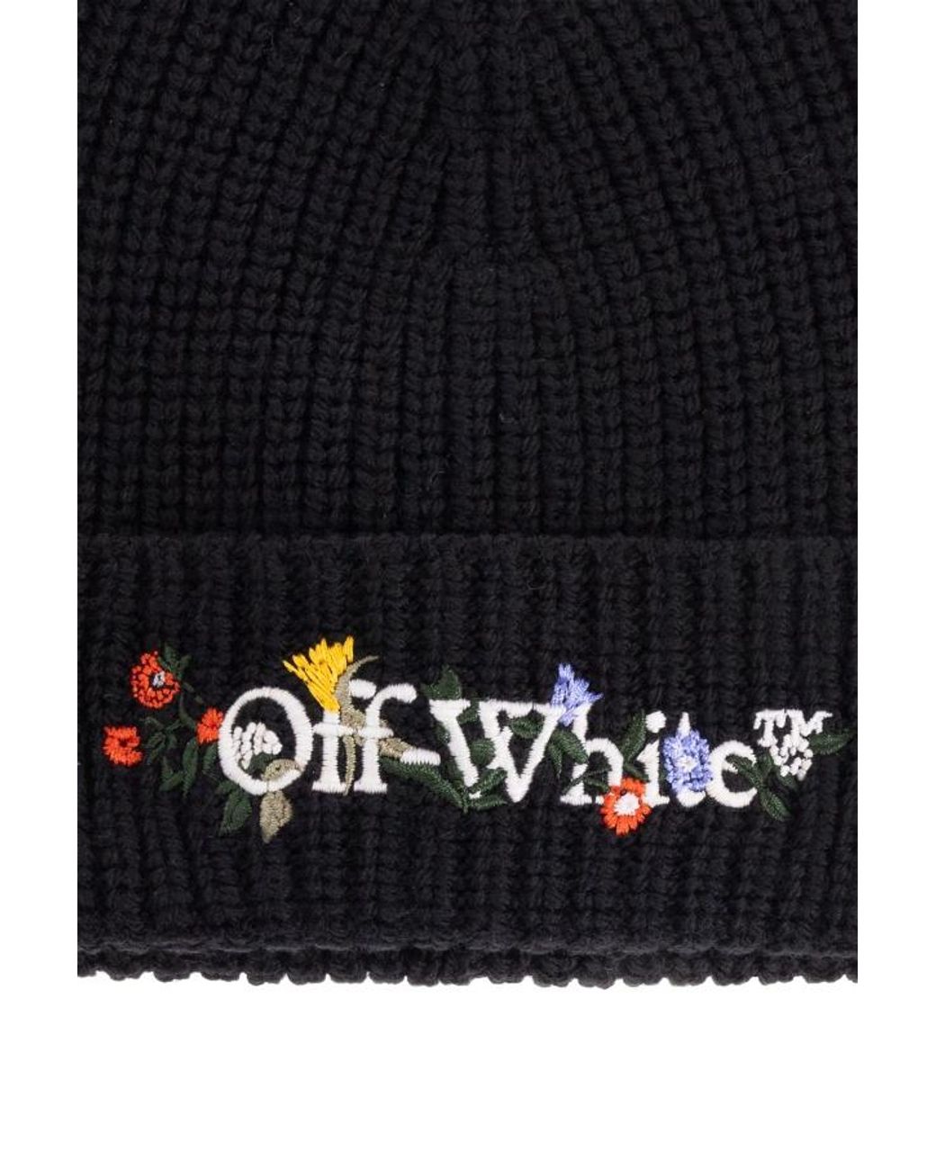 Off-White c/o Virgil Abloh Blue Logo Embroidered Knitted Beanie