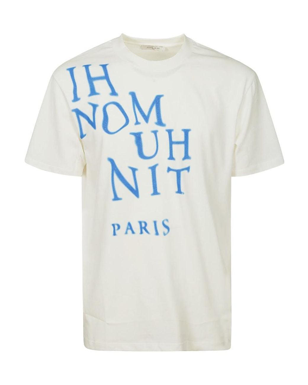 Ih Nom Uh Nit Blue Logo Printed Crewneck T-Shirt for men