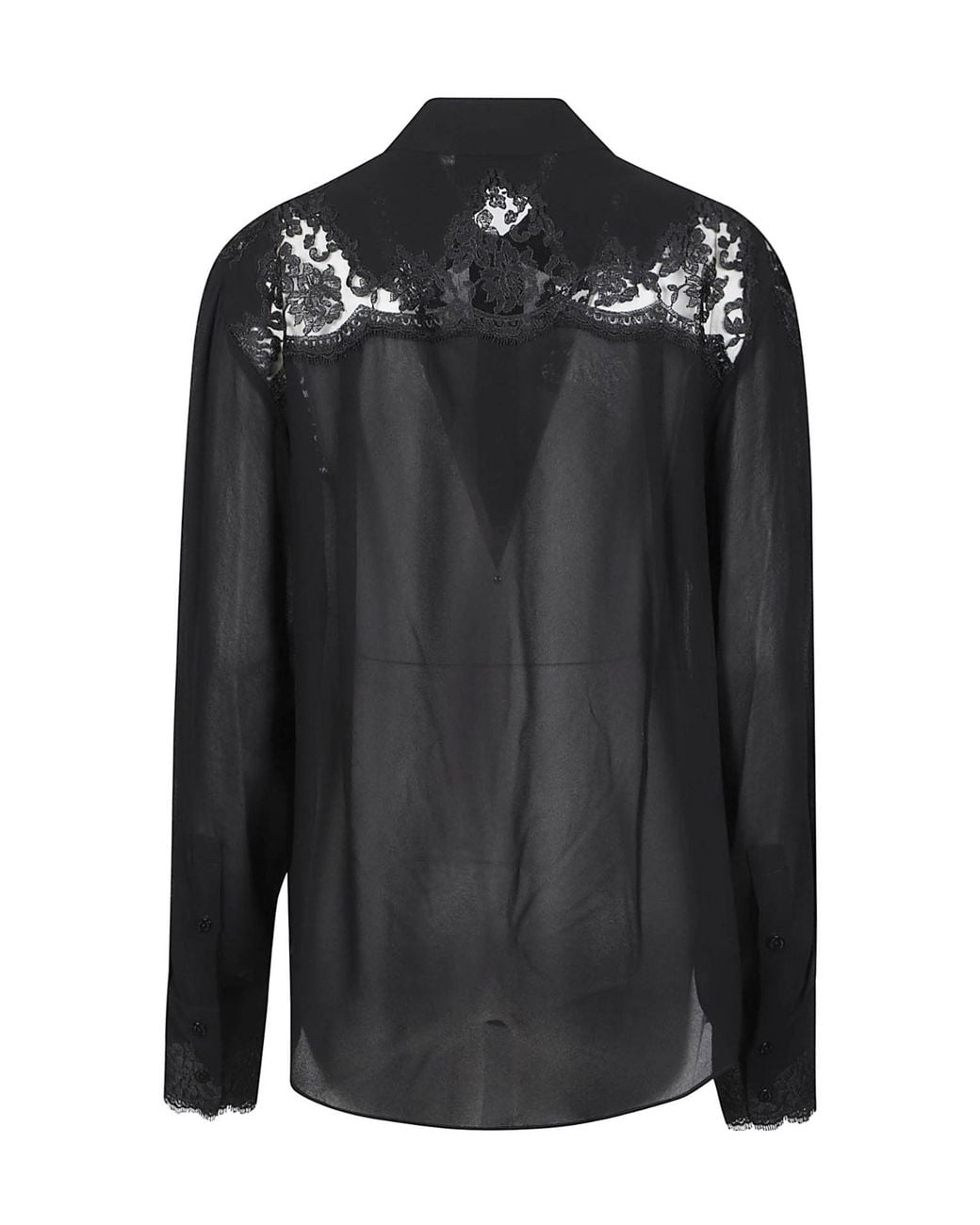 ERMANNO FIRENZE Black Sheer Long-Sleeve Collared Shirt