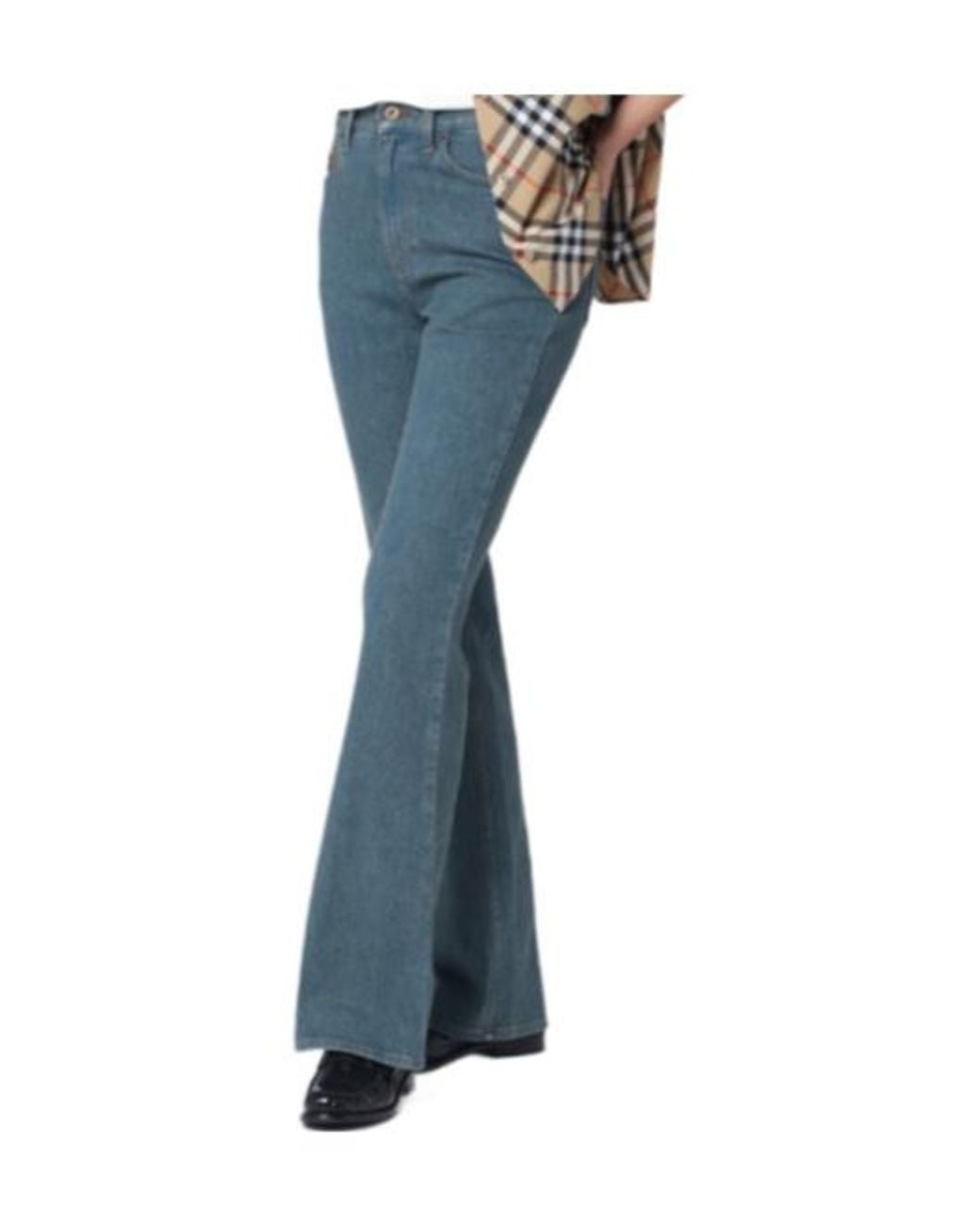 Burberry Blue Logo Patch Bootcut Jeans