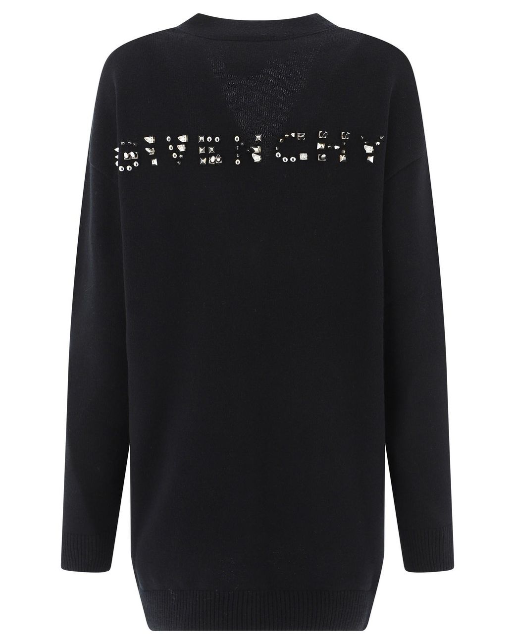 Givenchy Black Studded-Logo Longline Cardigan