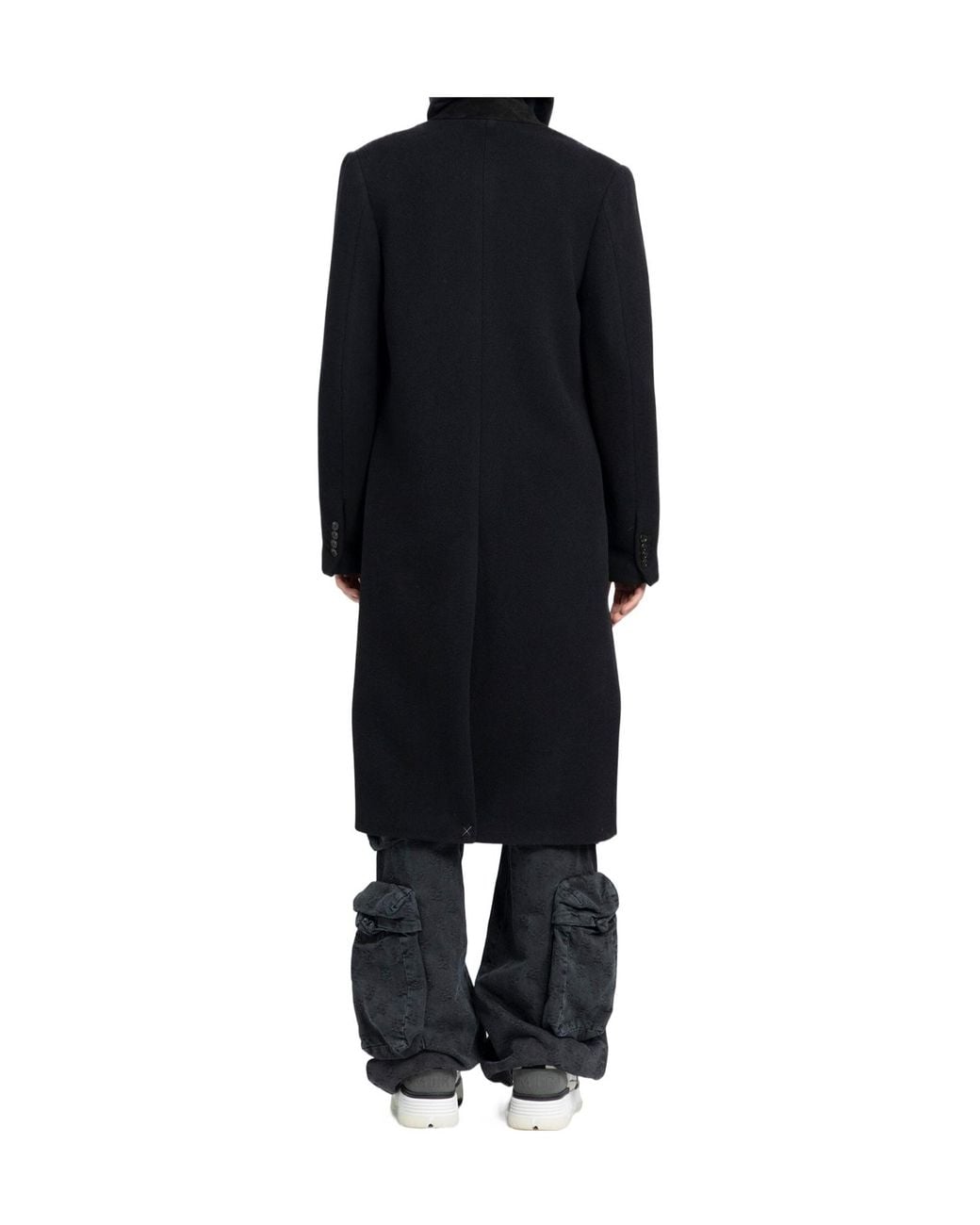 Amiri Black Double-Breasted Long Coat for men
