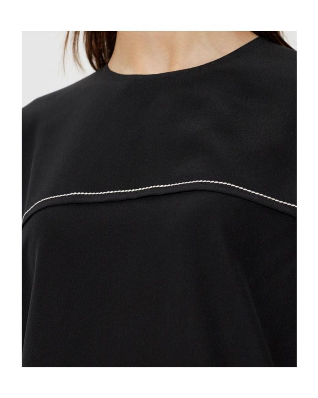 Marni Black Contrast-Stitch Silk T-Shirt