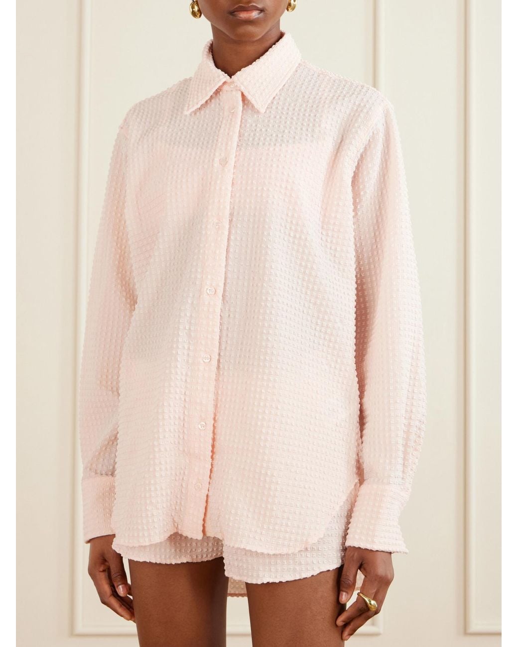 Hunza G Pink Seersucker Shirt