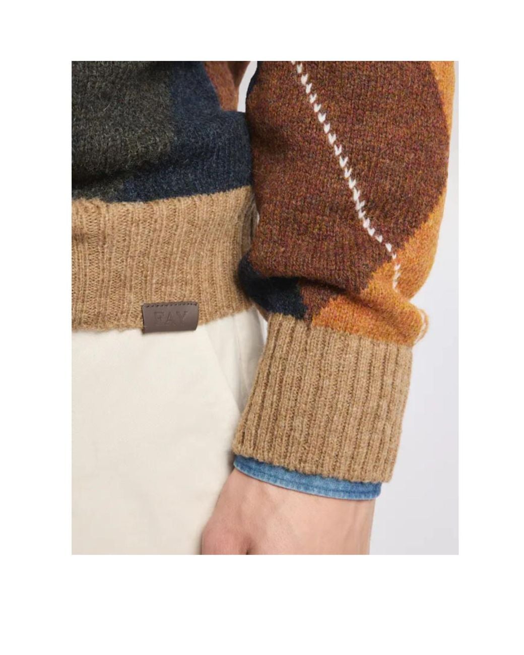 Fay Brown V-Neck Pullover for men