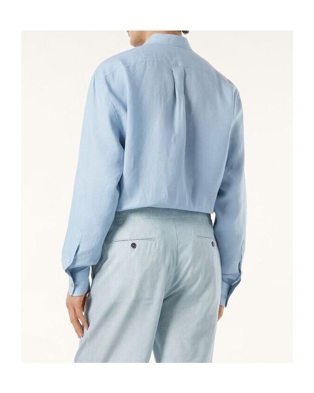 Loro Piana Blue Long Sleeve Shirt for men
