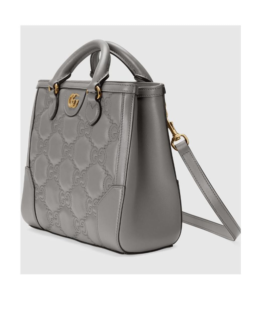 Gucci Gray Gg Logo-Embossed Mini Tote Bag