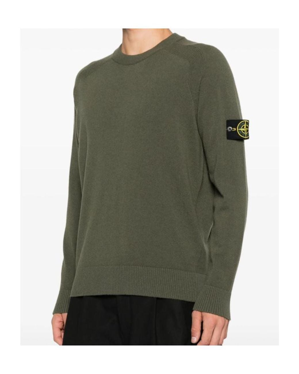 Stone Island Green Compass Badge Crewneck Jumper for men