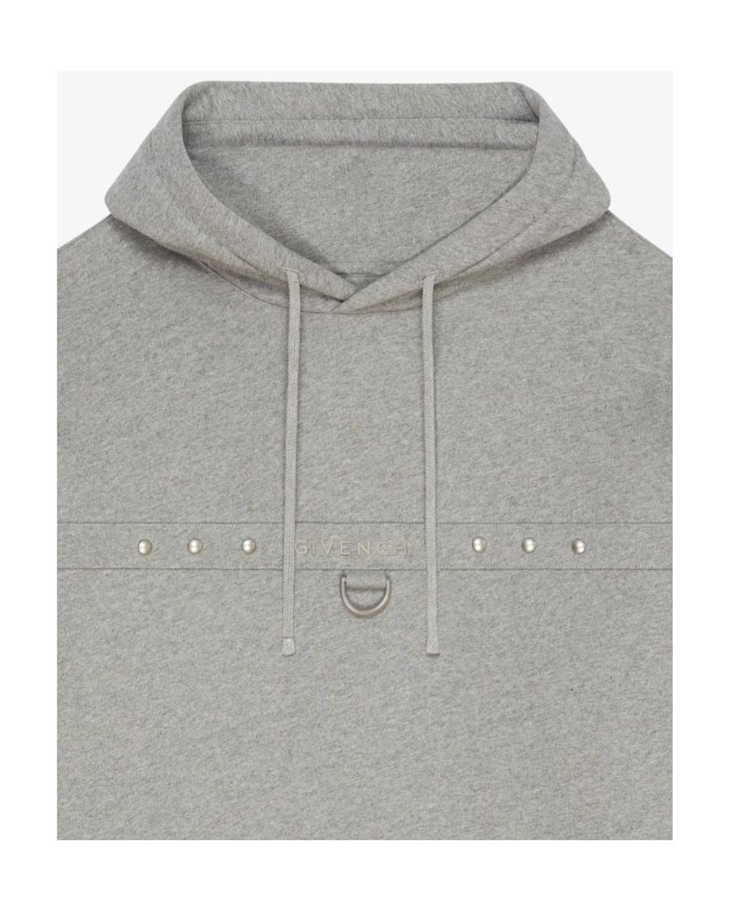 Givenchy Gray D-Ring Drawstring Hoodie for men