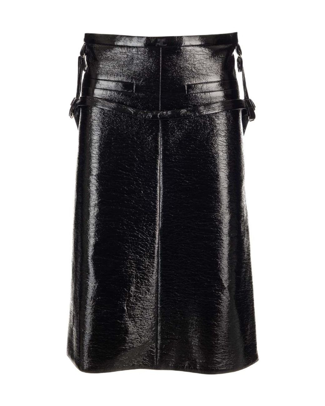 Courreges Black Courrèges Midi Leather Skirt