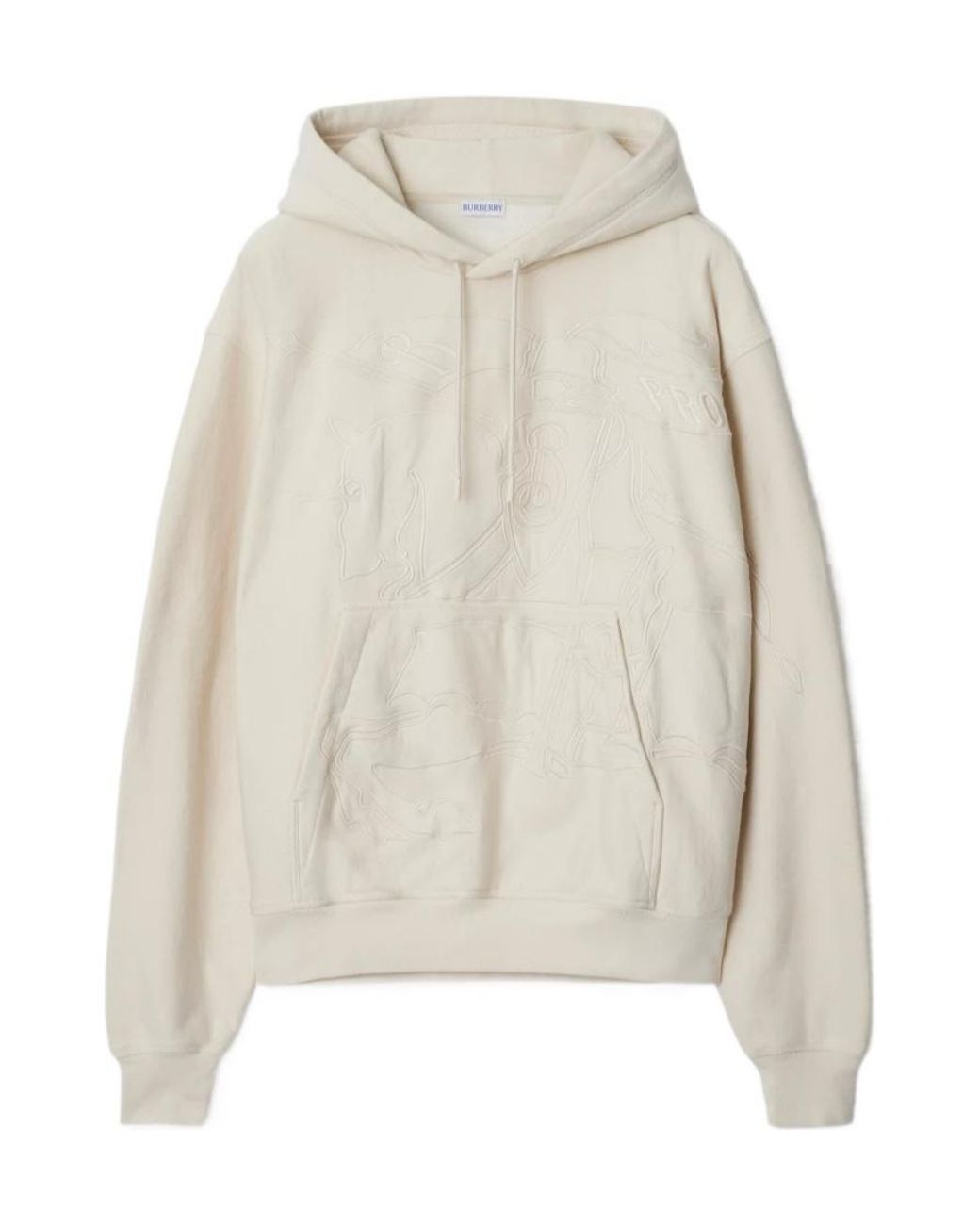 Burberry White Ekd Motif Drawstring Hoodie for men