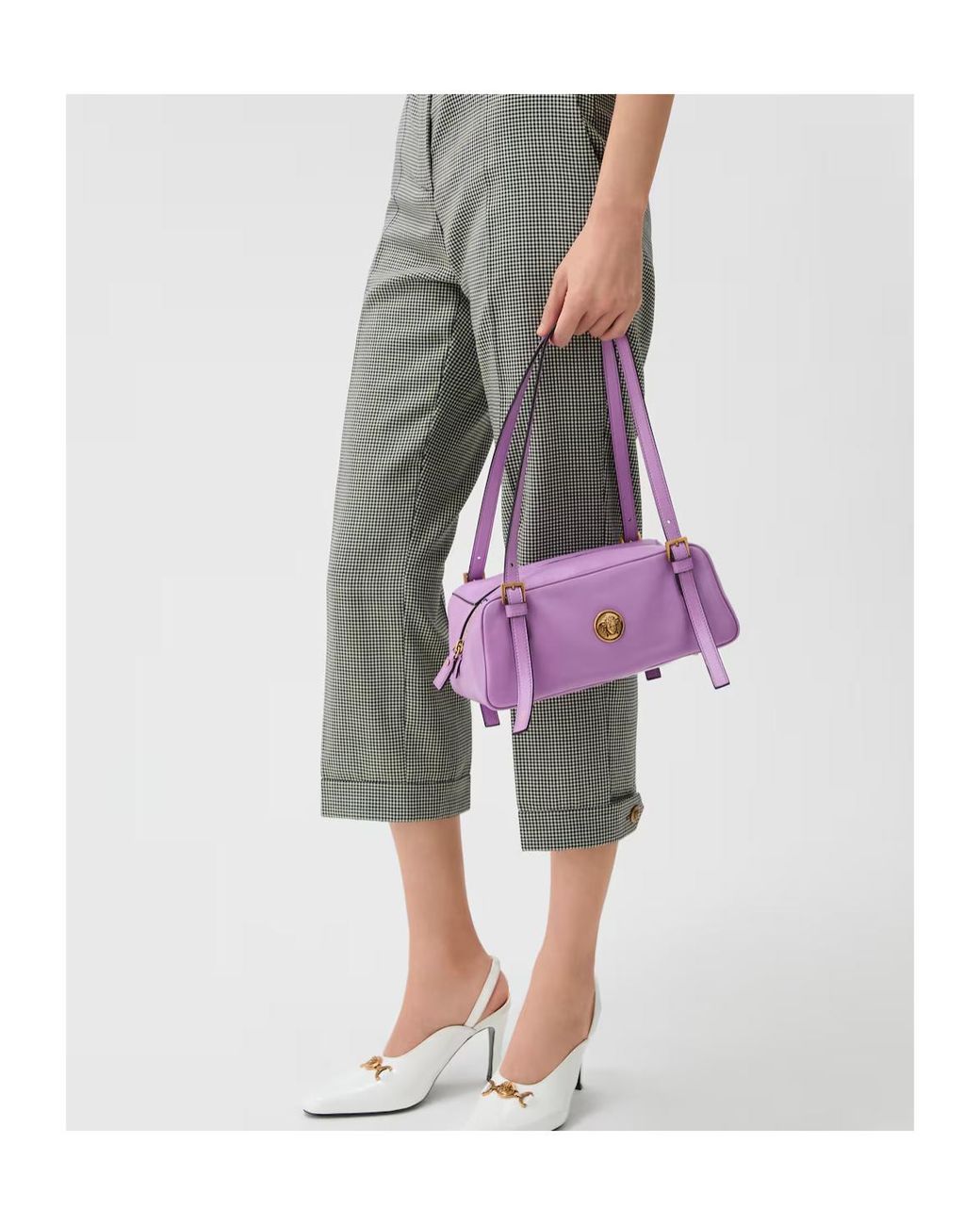 Versace Purple Emblème Bowling Bag