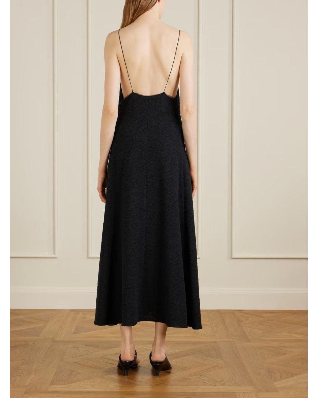 Khaite Black Iben Tulle Trim Dress